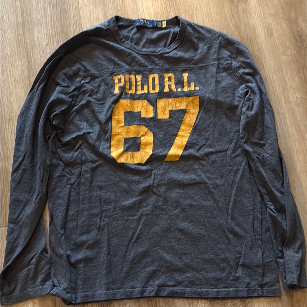 Ralph Lauren Gray Long Sleeve with Gold Print